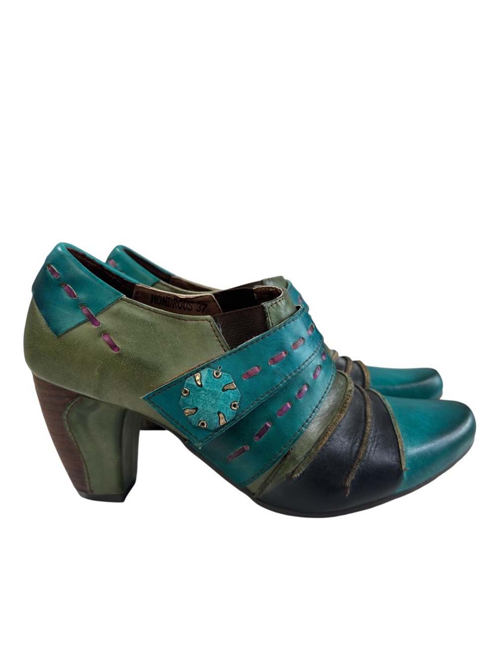 L’Artiste by Spring Step Wondrous Teal Green Leather Heel Oxfords Size US 6.5-7 - Picture 2 of 15